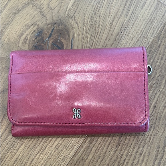HOBO Fuchsia Leather Wallet with Zipper - Picture 1 of 3